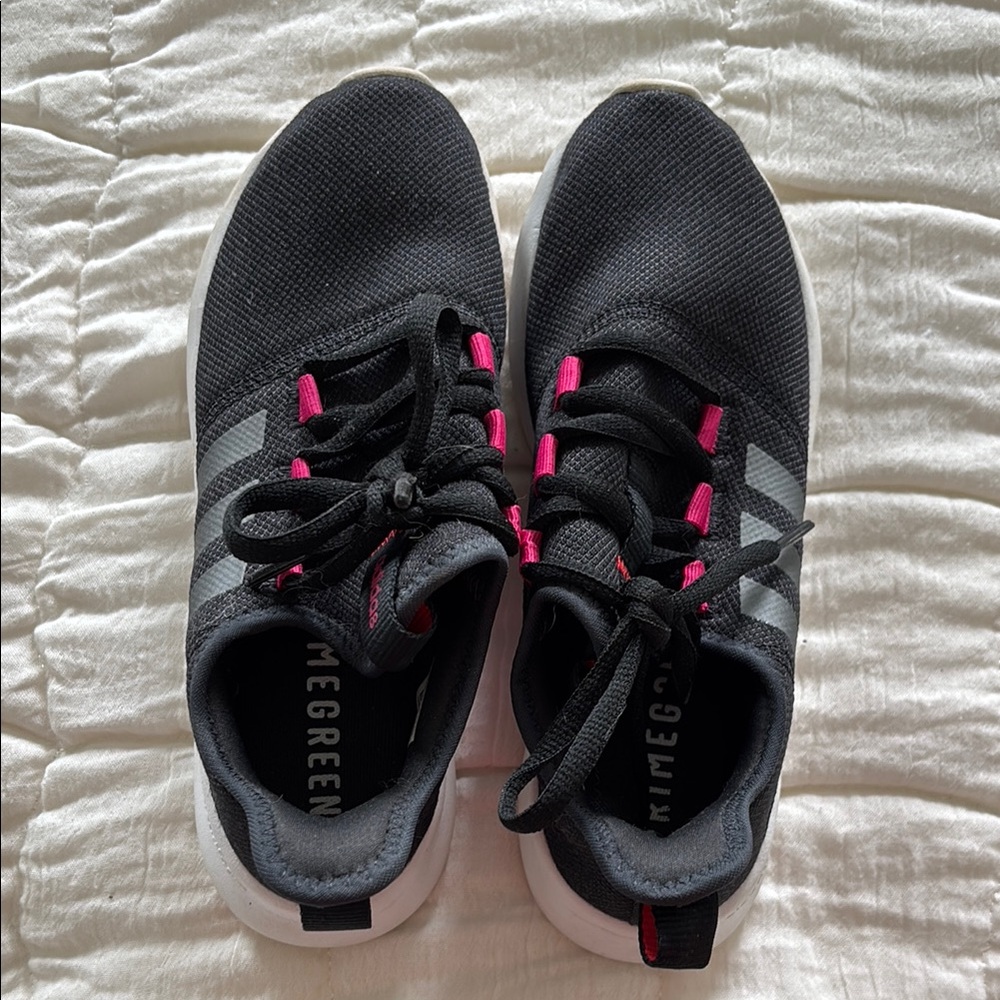 Adidas Black and Pink Lightweight Sneakers